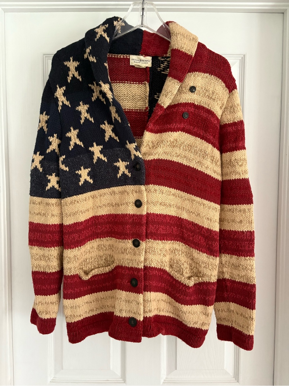 Denim & Supply Ralph Lauren American Flag Shawl Cardigan Sweater-NWOT-SZ large